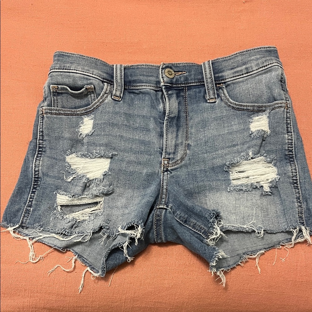 Hollister Blue Ripped Denim Shorts
